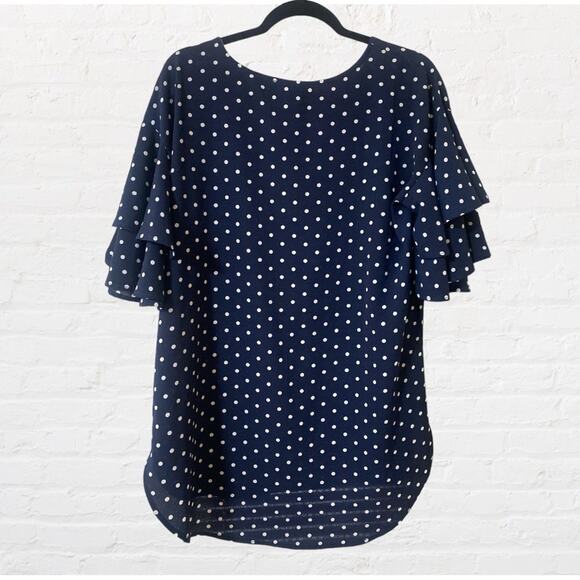 Paisley Grace polka dot tunic top with ruffle accent sleeves - Picture 2 of 6